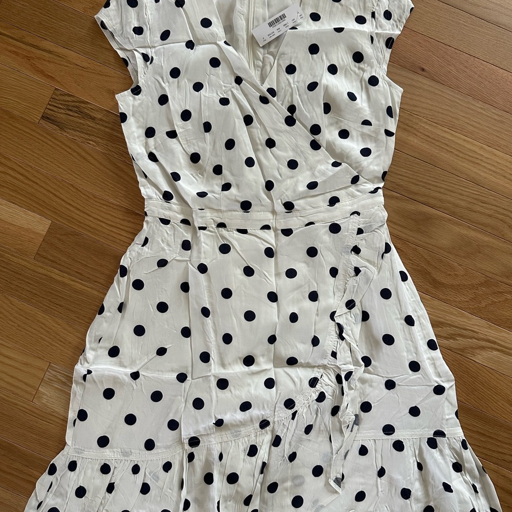 J. Crew White and Black Polka Dot Dress